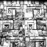Gemauertes Relief von der Mayastätte Uxmal in Yucatán, Mexico