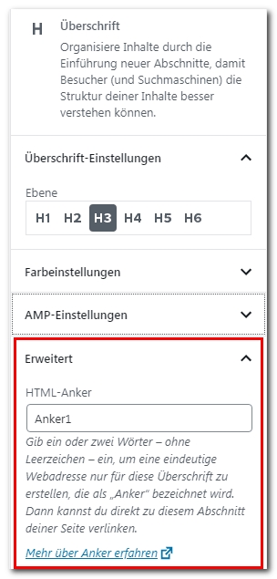 Anker und Sprungmarken in WordPress - einfach ein Inhaltsverzeichnis erstellen